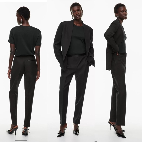 NWT Aritzia Babaton Elaborate Pant Black Size 4 wool mid-rise cigarette pants - Picture 1 of 16